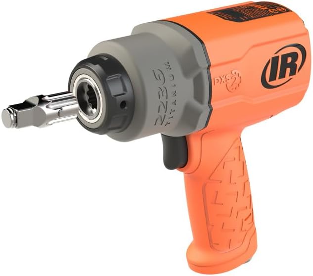 Ingersoll Rand 2236QTIMAX-O DXS2 1/2" Air Impact Wrench, Quiet, 1500 ft-lb Torque, Titanium Hammercase, Friction Ring Retainer, Orange