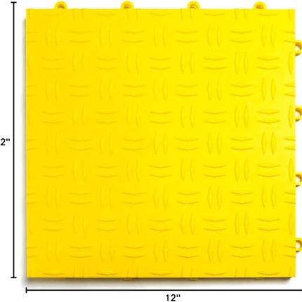GarageTrac Diamond, Durable Interlocking Modular Garage Flooring Tile (12 Pack), Yellow