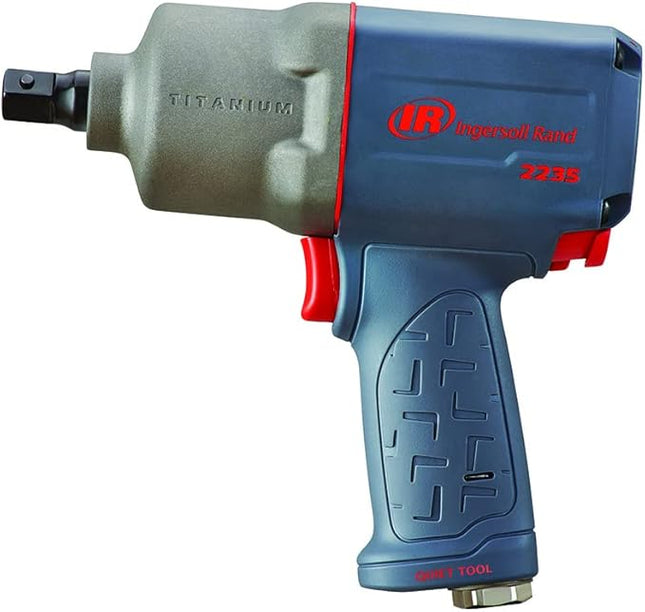 Ingersoll Rand 2235QPTIMAX - 1/2" Drive, Air Powered Impact Wrench, Quiet, 1300 ft-lbs Nut-busting Torque, Pin Anvil, Pistol Grip, Titanium Hammercase