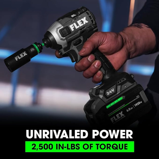 FLEX 24V Brushless Cordless 1/4-Inch 2,500 In-Lbs Torque Quick Eject Hex Impact Driver Multi-Mode Tool Only, Battery and Charger Not Included - FX1371A-Z