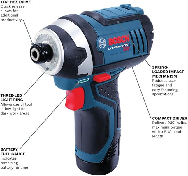 Bosch PS41N 12V Max 1/4 In. Hex Impact Driver (Bare Tool)
