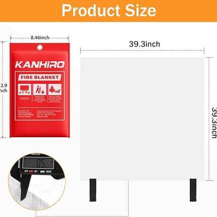 Emergency Fire Blanket for Home Kitchen - KANHIRO Fiberglass Fire Suppression Blanket Great for School, Fireplace, Grill, Car, Office, Warehouse (10 Pack, 39 in X 39 in)
