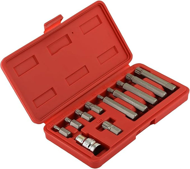 NEIKO 10078A XZN Triple Square Spline Bit Socket Set | 11 Piece Long and Short | 12 Point | CrV Steel