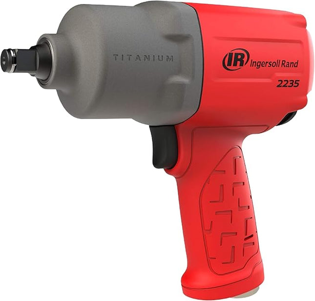 Ingersoll Rand 2235TiMAX-R 1/2" Drive Air Impact Wrench, Lightweight 4.6 lb Design, Powerful Torque Output up to 1,350 ft-lbs, Titanium Hammer Case, Max Control, Red
