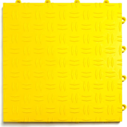 GarageTrac Diamond, Durable Interlocking Modular Garage Flooring Tile (12 Pack), Yellow