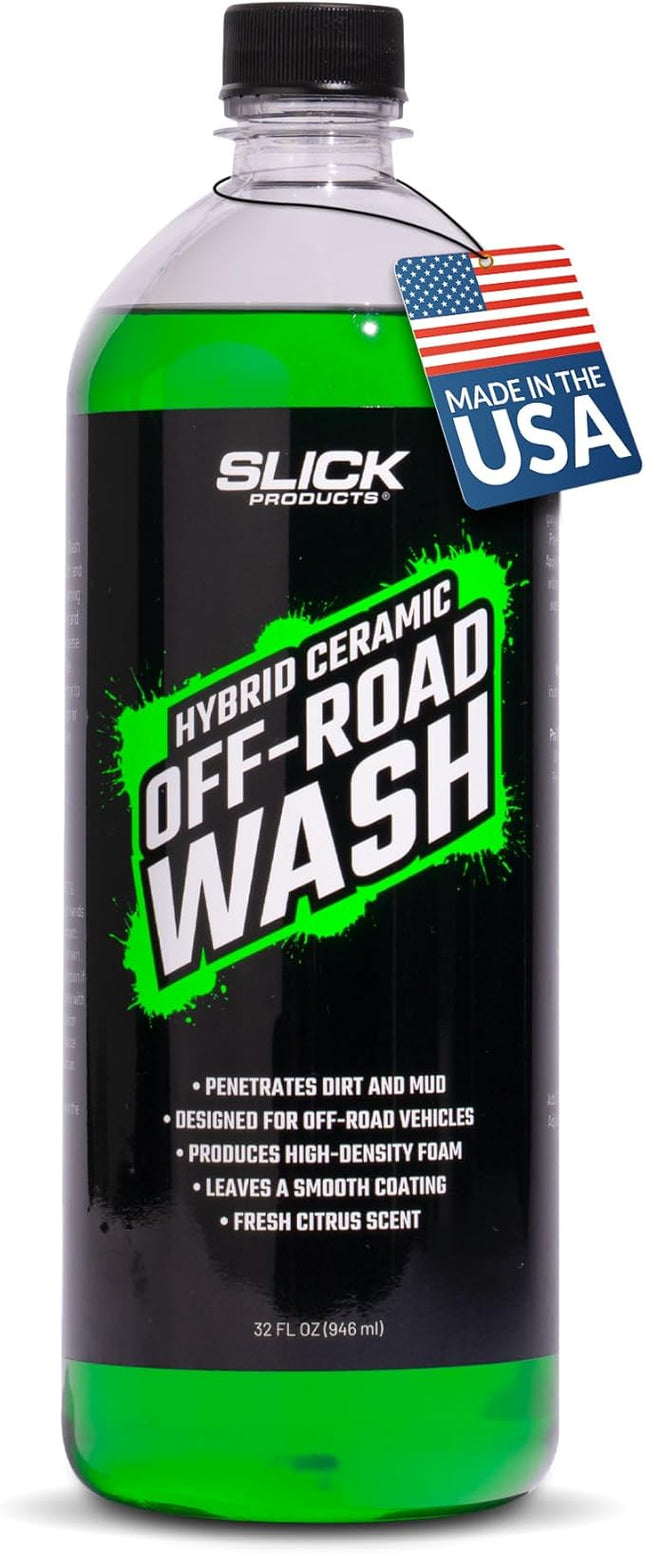 Slick Products Total Off-Road Wash Super Concentrate – Thick Foaming Car Wash Soap with Hybrid-Ceramic Formula for Dirt Bikes ATV UTV Trucks Jeeps and More – Foam Cannon Ready – 32 oz