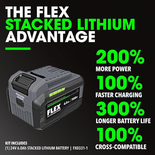 FLEX 24V Brushless Cordless 1/4-Inch 2,500 In-Lbs Torque Quick Eject Hex Impact Driver Multi-Mode Kit with 6.0Ah Stacked Lithium Battery and 280W Rapid Charger - FX1371A-1H