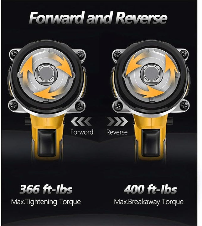 NEWONE Crodless Impact Wrench with 2.0AH Battery, 370 Ft-lbs (500N.m) Impact Gun 1/2 inch,20V Powered Brushless Motor Wrench with 6pcs Drill/Driver Bits,4 Sockets,Charger