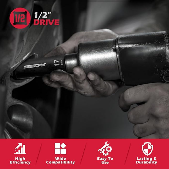 Master 1/2" Drive Impact Socket Set, 67-Piece Standard & Deep Master Impact Socket Set SAE 3/8"-1-1/4" & Metric 8-24mm Socket Set with Ratched Hand, Extension Bar, Reducer, Impact Universal Joint?Cr-V