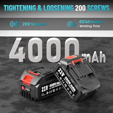 SEESII Impact Wrench 886 FT-LBS(1200N.m) 2900IPM 1/2 Impact Gun High Torque Electric Impact Driver Cordless Impact Wrench with 21V 2x4.0Ah Battery 5 Socket&Case for Home Car Tire Lug Nut Removal Tool