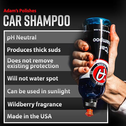Adam's Polishes Car Wash Shampoo (Gallon) - pH Best Car Wash Soap For Snow Foam Cannon or Gun For Pressure Washer & 5 Gallon Bucket, Powerful Safe Spot Free Cleaning Liquid Auto Detergent