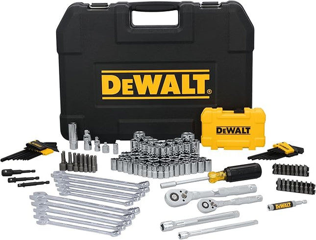 DEWALT 142 Piece Mechanics Tool Set, 1/4 Inch and 3/8 Inch Drive, SAE and Metric (DWMT45425)