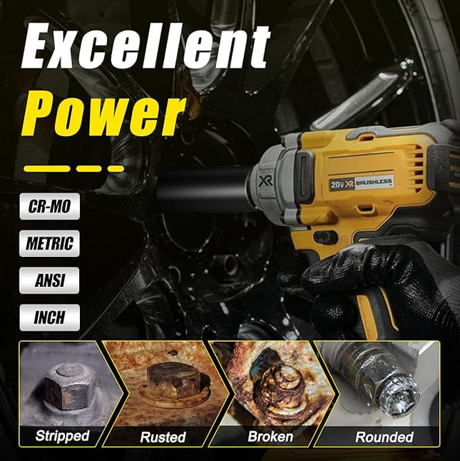 Topec Bolt Extractor Set, 10 Piece Lug Nut Remover Socket Tool, 1/2" Drive Impact Wheel Lock Removal Kit for Removing Damaged, Dead, Rusted, Rounded-Off Bolts, Lug Nuts & Screws