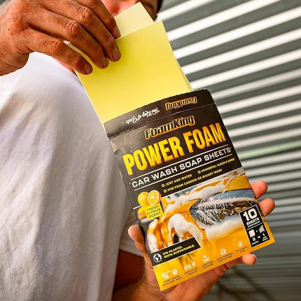 Foam King™ Gun Car Wash + Power Foam Car Wash Soap Strip (10ct = 5 Car Washes) - Connects to Garden Hose, Ultimate Scratch Free Cleaning Snow Blaster Cannon Washing