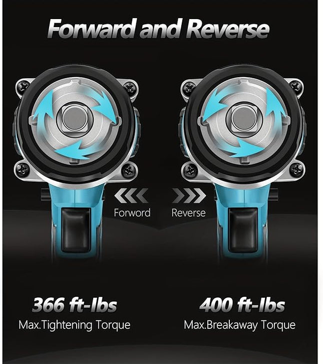 NEWONE 20v Brushless Crodless Impact Wrench, 370 Ft-lbs (500N.m) Impact Gun 1/2 inch with 1pcs 4.0AH Battery,6pcs Drill/Driver Bits,4 Sockets,Charger