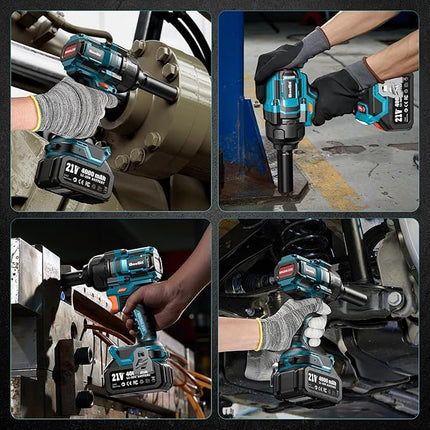 SEESII Impact Wrench 886 FT-LBS(1200N.m) 2900IPM 1/2 Impact Gun High Torque Electric Impact Driver Cordless Impact Wrench with 21V 2x4.0Ah Battery 5 Socket&Case for Home Car Tire Lug Nut Removal Tool
